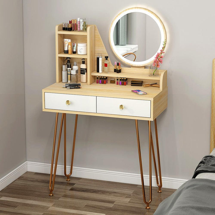 Bedroom furniture with LED light dressing table mirror with metal legs modern dresser with mirror drawer dresser - Super Amazing Store