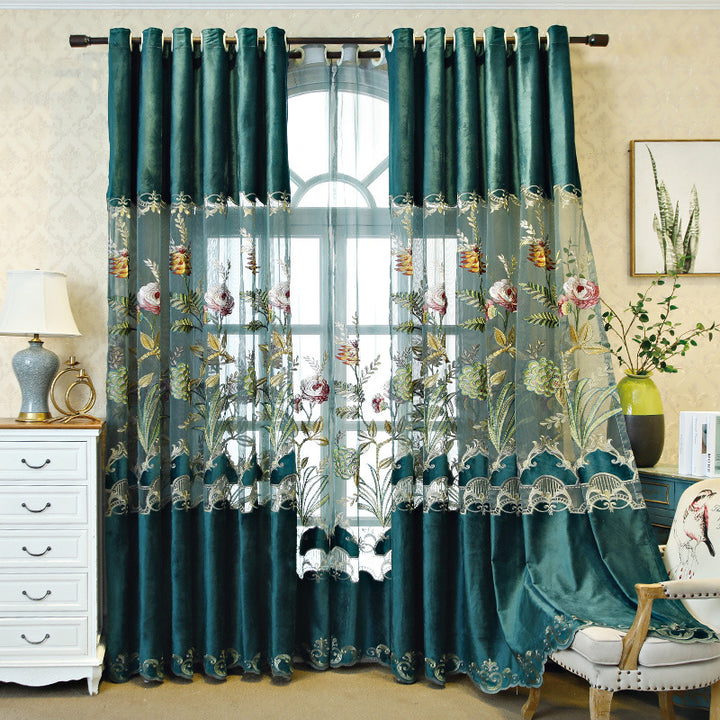 American Styles Chenille flower plant Blackout Curtain Heavy Fancy Curtain Collection - Super Amazing Store