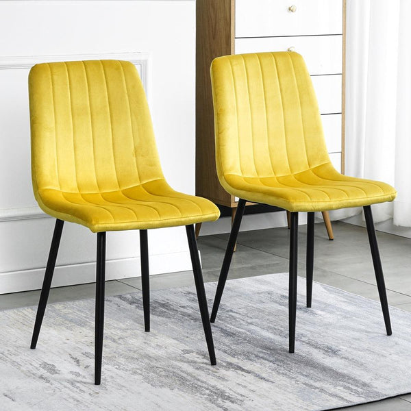 Factory Directly Luxury Design Fabric Modern Yellow Velvet Accent Dining Chairs With metal Legs - Super Amazing Store