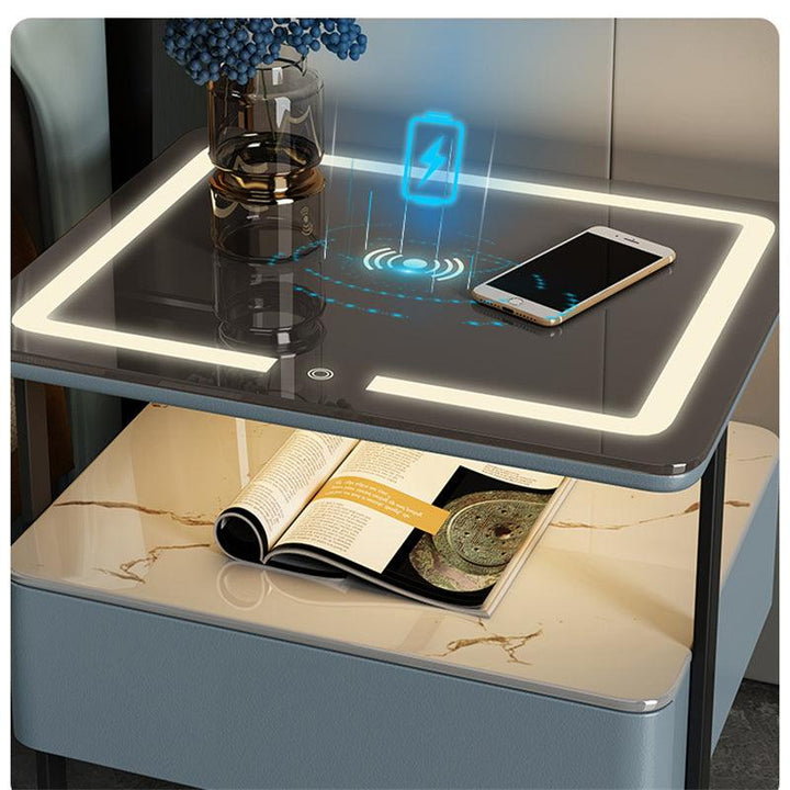 High-End Luxury Furniture Bedroom Smart Bedside Multifunctional Bedside Table Wireless Charging Smart Lock LED light and Nightstand - Super Amazing Store