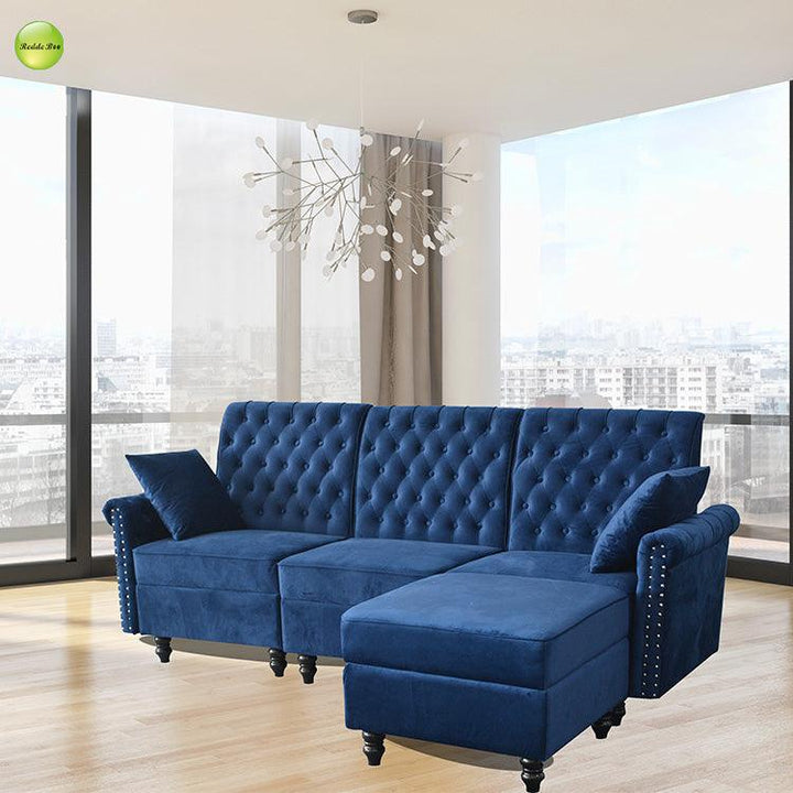 Best Seller classic fabric couches sofa combination antique sofa style living room furniture l shaped velvet modular sofa - Super Amazing Store