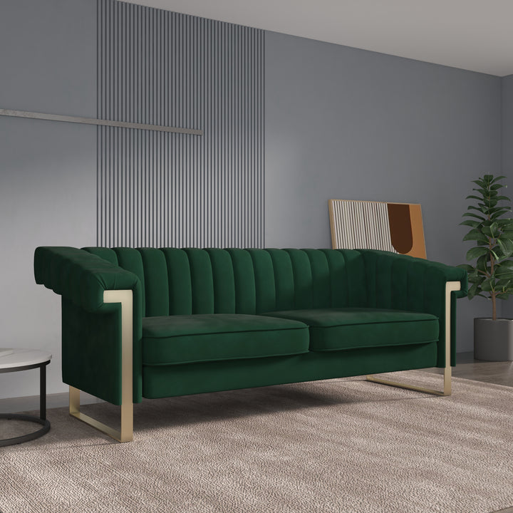 Minimalist Green Velvet Sofa 2 Seat Living Room chesterfield Sofas Settee Couch - Super Amazing Store