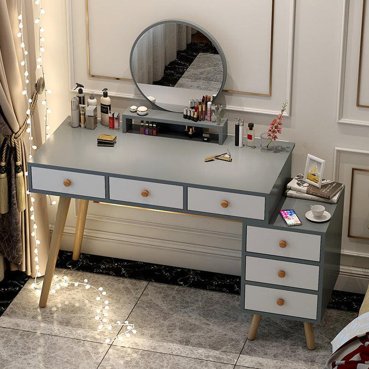 Stretch solid wood leg bedroom light luxury make up drawer dresser with mirror practical movable storage cabinet dressing table - Super Amazing Store