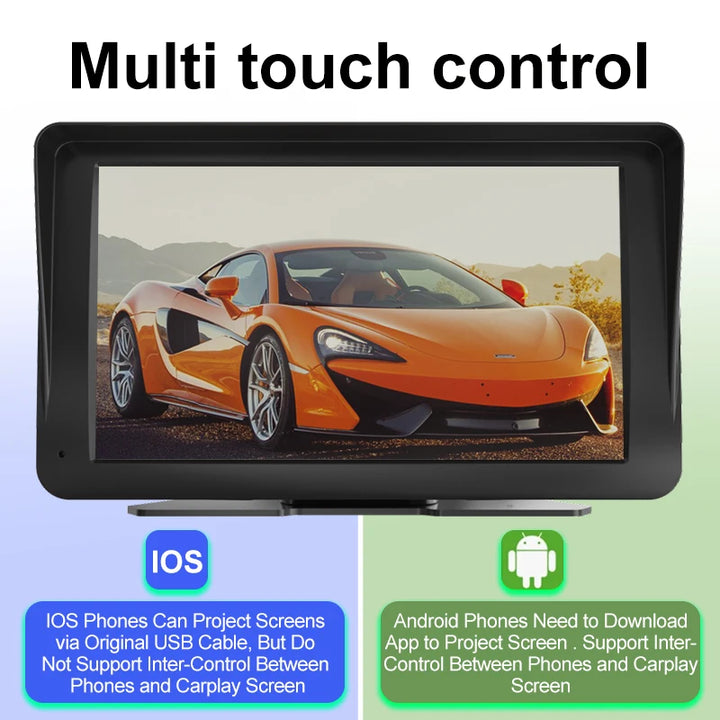 7inch Wireless Touch Screen Carplay with Sunshade Portable Car Stereo Wireless Car Radio Mirror Link/Maps/AUX Cable for Car