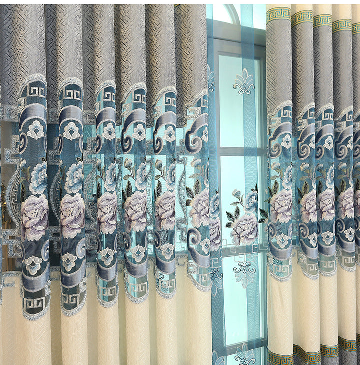 European Styles Luxury Blue White Embroidery Shading Bedroom Curtain Collection - Super Amazing Store