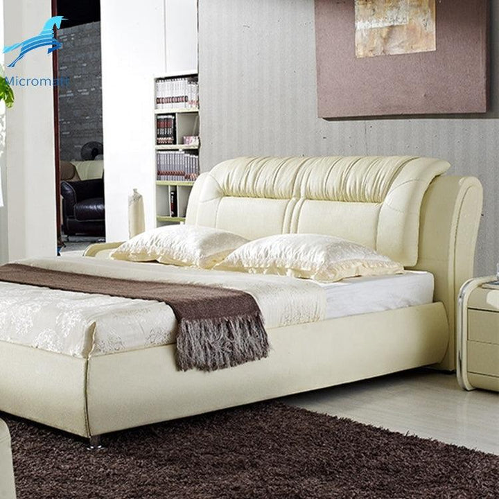 Bed Set Frame Double Queen Size Modern Luxury Leather Bedroom Furniture - Super Amazing Store