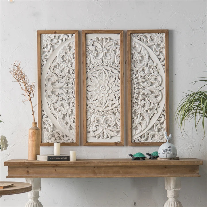 Unique Handmade Home Decor Antique White Wooden Wall Panel Items Mixed Carved Wood Wall Decor - Super Amazing Store