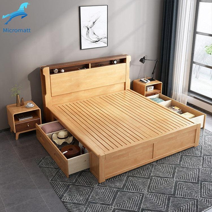 Bedroom Set Furniture Double Queen Size Luxury Wood Bed Frame Modern - Super Amazing Store