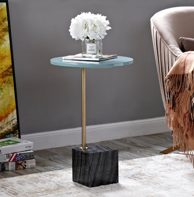 Modern luxury end table design small marble base round side table for living room furniture