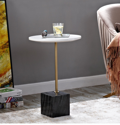 Modern luxury end table design small marble base round side table for living room furniture - Super Amazing Store