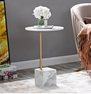 Modern luxury end table design small marble base round side table for living room furniture - Super Amazing Store