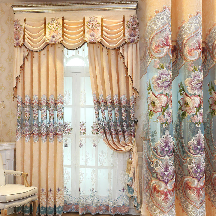 American Styles Chenille Blackout Living Room Luxury Window Curtain Set with Valance Curtain Collection - Super Amazing Store