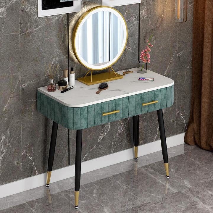 Bedroom furniture luxury modern metal legs wooden dresser with mirror new design LED light mirror dressing table - Super Amazing Store