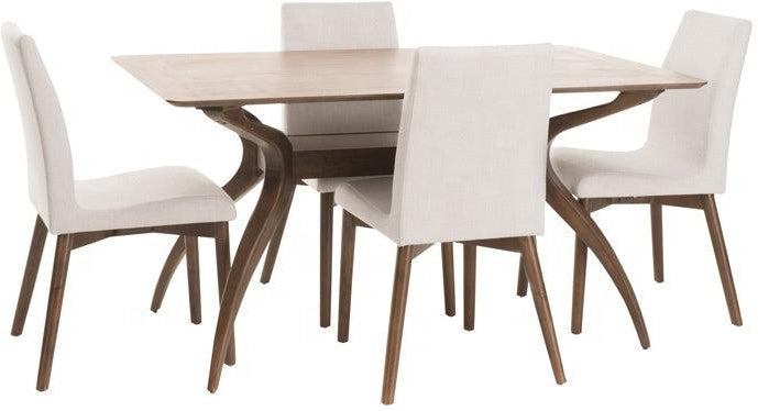5 Piece wooden dining table set with upholstered seating - Super Amazing Store