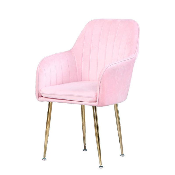 Luxury Design Fabric Modern Pink Velvet Dining Chairs With Golden Legs - Super Amazing Store