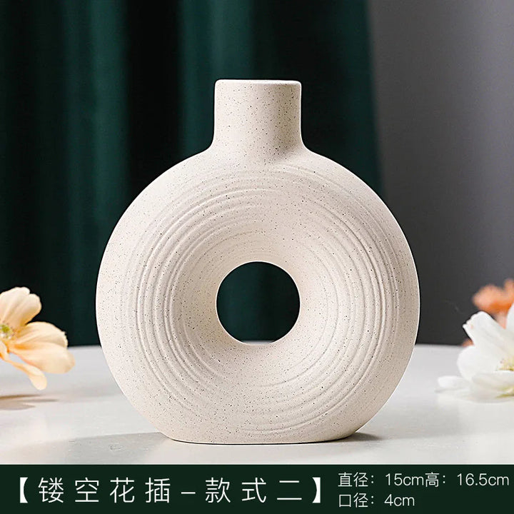 Nordic White Ceramic Round Shape Flower Vase For Home Decoration- super amazing store