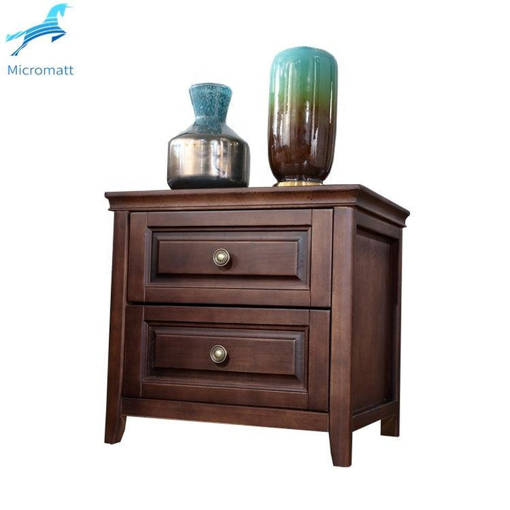 American Style Space Saver Walnut Color Solid Wood 2 drawers Night Table/Nightstand - Super Amazing Store