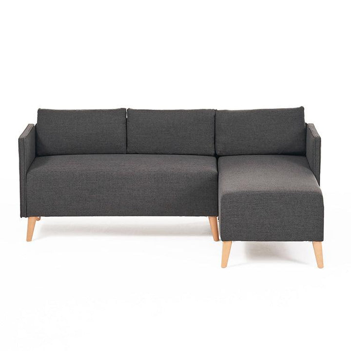 Andresen Mid Century Modern Fabric Chaise Sectional, Muted Dark Grey/Natural - Super Amazing Store