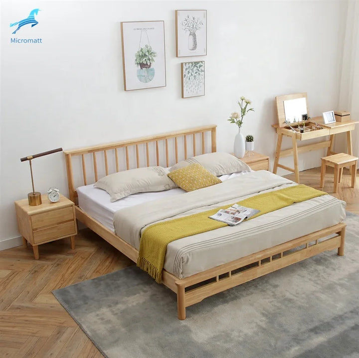 Bedroom Furniture Environment Wood Color Wood Double Bed - Super Amazing Store