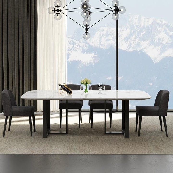 Luxury Stainless Steel Square Marble Dining Table Set Furniture Imported Modern Dining Room Chairs Dining Tables - Super Amazing Store