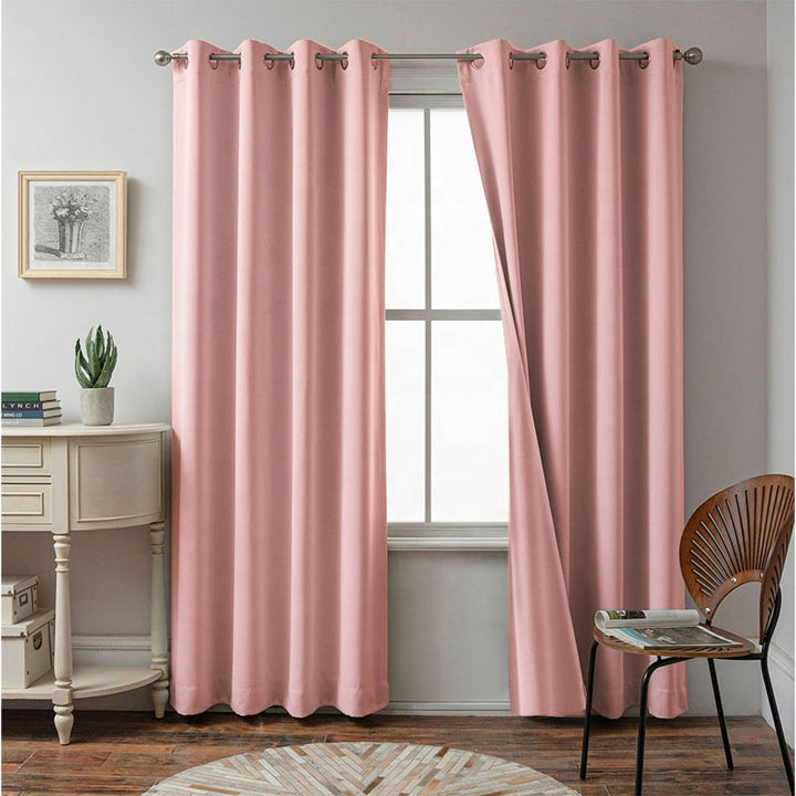 140*240CM 100% Blackout Living Room Curtain Home Textile Ready Made Solid Color Pink Collection - Super Amazing Store