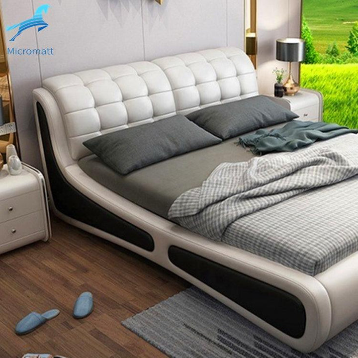 Bedroom Set Furniture Frame Double Queen Size Modern Leather Luxury Bed - Super Amazing Store