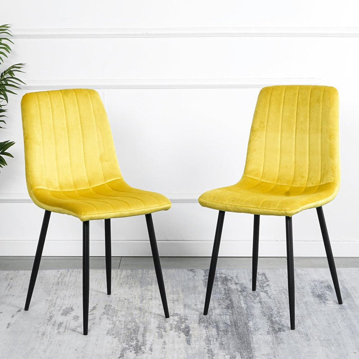 Factory Directly Luxury Design Fabric Modern Yellow Velvet Accent Dining Chairs With metal Legs - Super Amazing Store