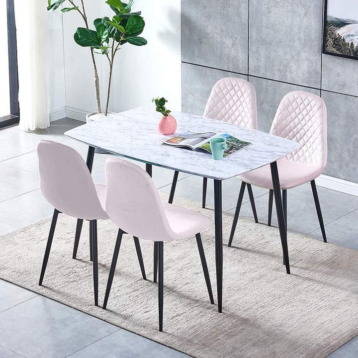 Domestic flannelette dining chair Metal cloth art chair Coffee shop soft bag dining room back chair - Super Amazing Store