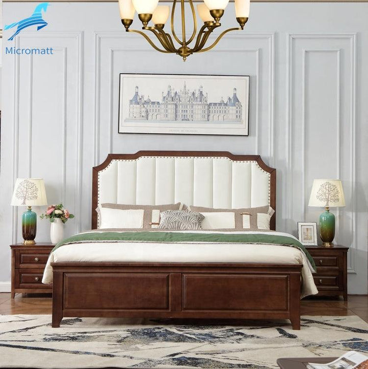 Wholesale Modern Style Bedroom Furniture Durable Brown Color Queen Size Solid Wood Double Bed - Super Amazing Store