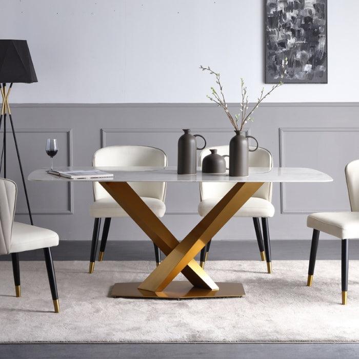 6 Seat  Chair Sintered Stone Top Dinning Set Modern Dining Table - Super Amazing Store