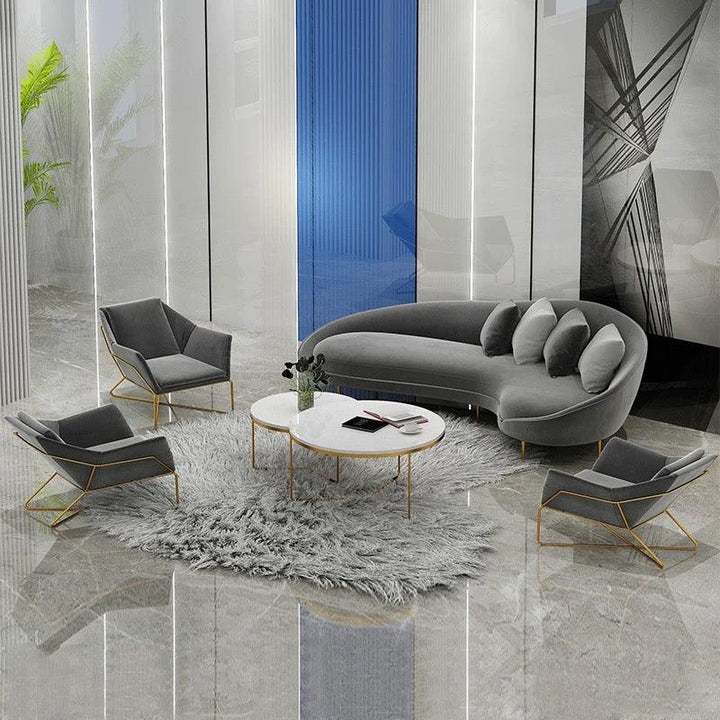 Nordic sofa chair leisure chair home decor living room sofas velvet fabric modern interior decoration negotiation chair - Super Amazing Store