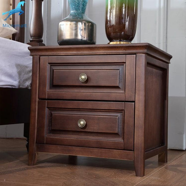 American Style Space Saver Walnut Color Solid Wood 2 drawers Night Table/Nightstand - Super Amazing Store