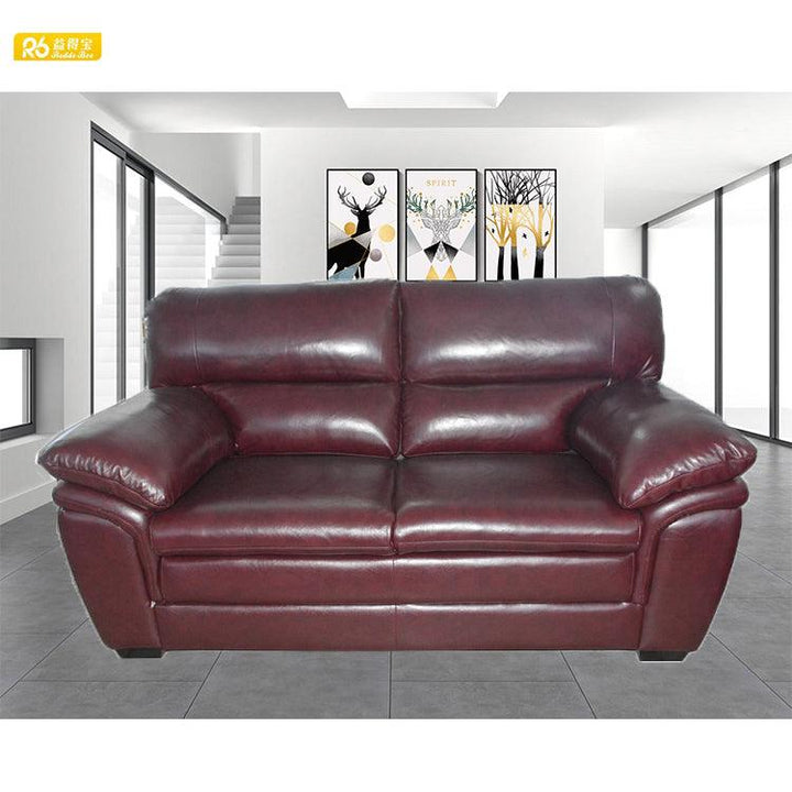 Modern style double sofa with black genuine leather - Super Amazing Store
