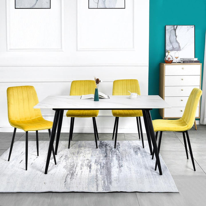 Factory Directly Luxury Design Fabric Modern Yellow Velvet Accent Dining Chairs With metal Legs - Super Amazing Store