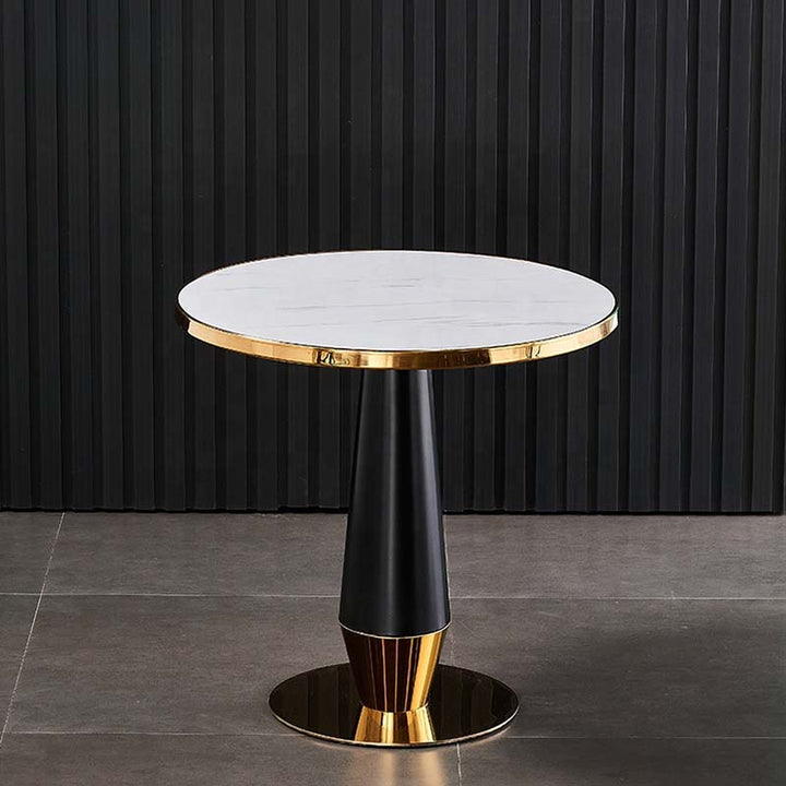 Modern Table Restaurant Luxury Stainless Steel Gold Base Round Marble Top Dining Table - Super Amazing Store