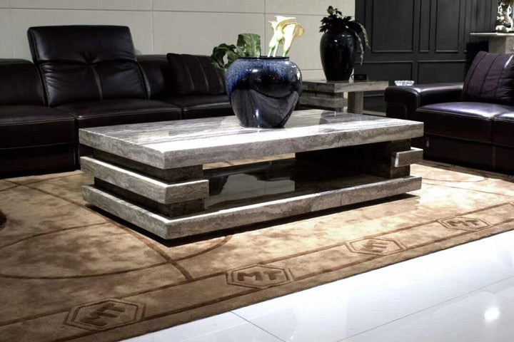 white travertine marble coffee tables, stone center table - Super Amazing Store