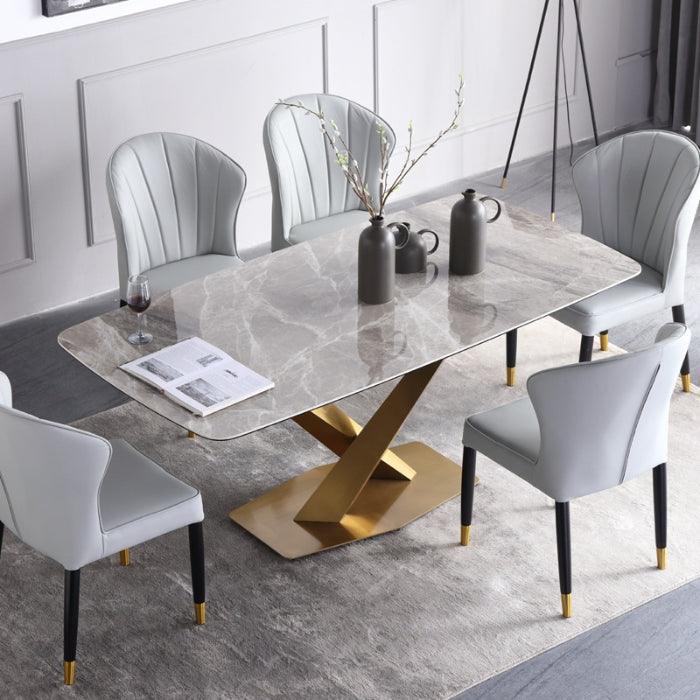 6 Seat  Chair Sintered Stone Top Dinning Set Modern Dining Table - Super Amazing Store