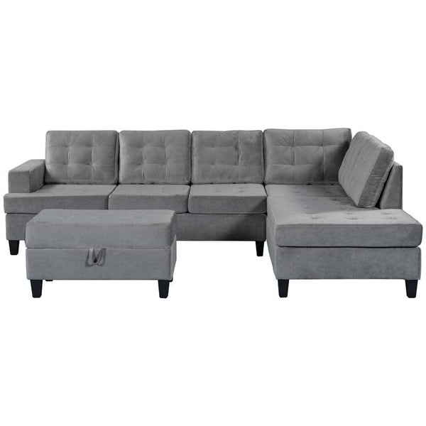 Comfortable Gray Sectional Sofa Couch With Storage Ottoman Home Meubles - Super Amazing Store