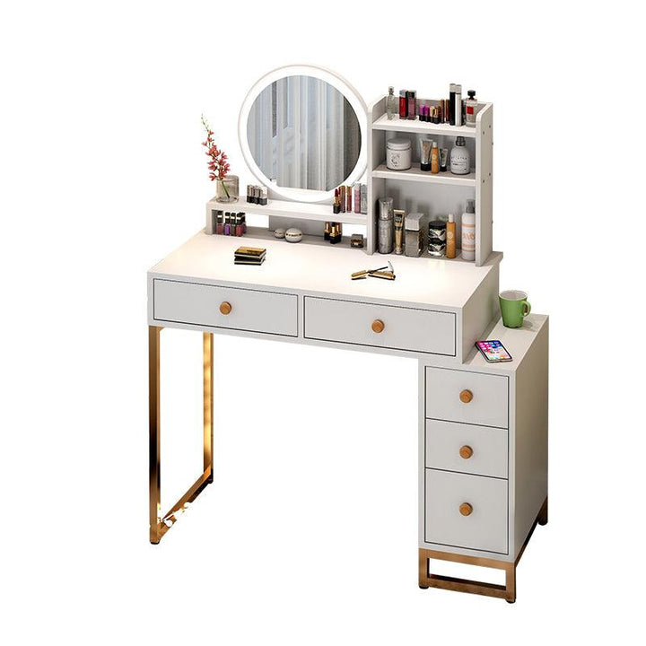 Simple modern multifunctional vanity dressing table with led light bedroom wooden makeup table design mirror dresser - Super Amazing Store