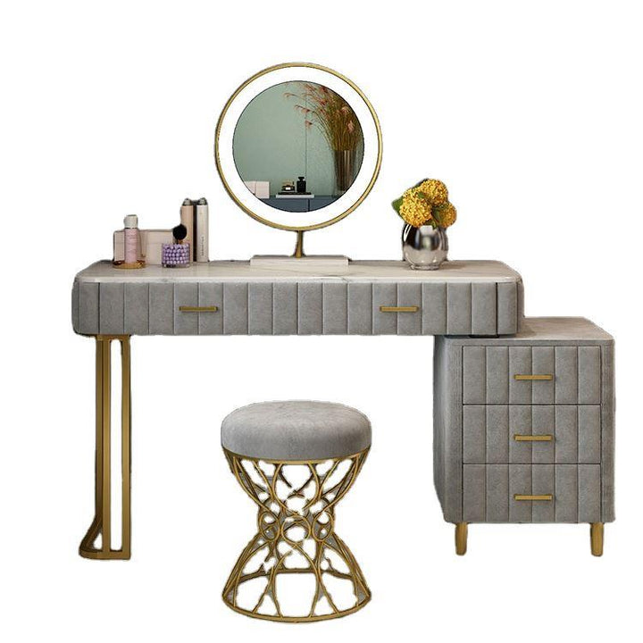 Nordic light bedroom dresser storage cabinet dressing table girl makeup table with LED mirror and cabinet - Super Amazing Store