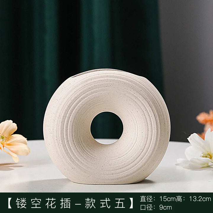 Nordic White Ceramic Round Shape Flower Vase For Home Decoration- super amazing store