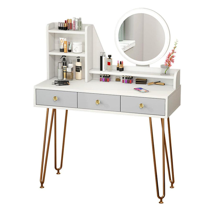 Bedroom furniture with LED light dressing table mirror with metal legs modern dresser with mirror drawer dresser - Super Amazing Store