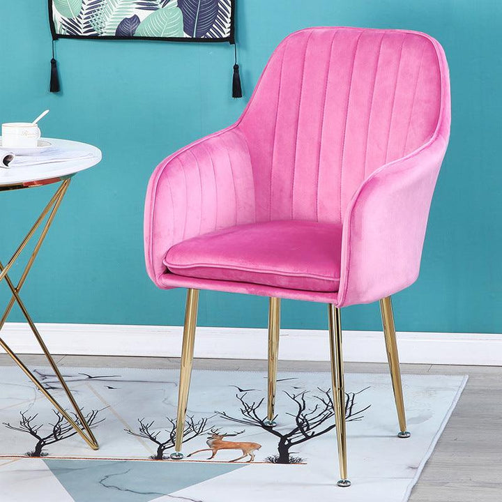 Luxury Design Fabric Modern Pink Velvet Dining Chairs With Golden Legs - Super Amazing Store