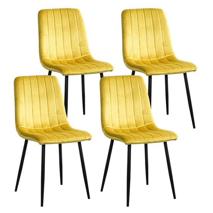 Factory Directly Luxury Design Fabric Modern Yellow Velvet Accent Dining Chairs With metal Legs - Super Amazing Store
