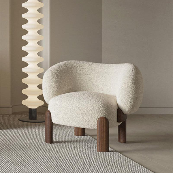 Nordic Boucle Fabric Beige Living room Chair Accent Sofa Single Arm chair Modular Chairs - Super Amazing Store