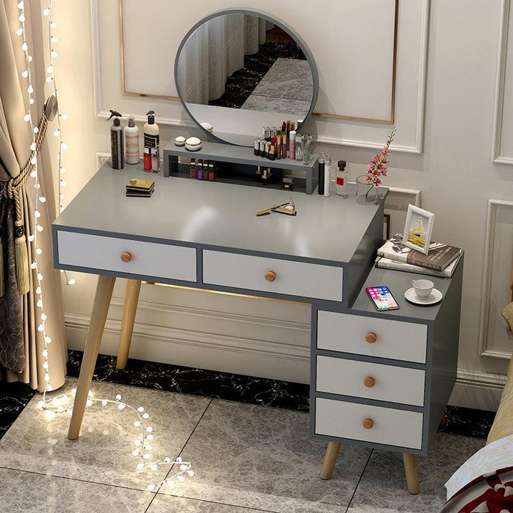 Stretch solid wood leg bedroom light luxury make up drawer dresser with mirror practical movable storage cabinet dressing table - Super Amazing Store