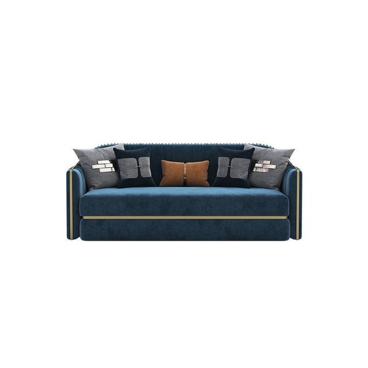 Luxury Modern Designer Blue Fabric Velvet 3 Seats Corner Lounge Tufted Curved Sectional Sofa Couch Living Room Sofas For Home - Super Amazing Store