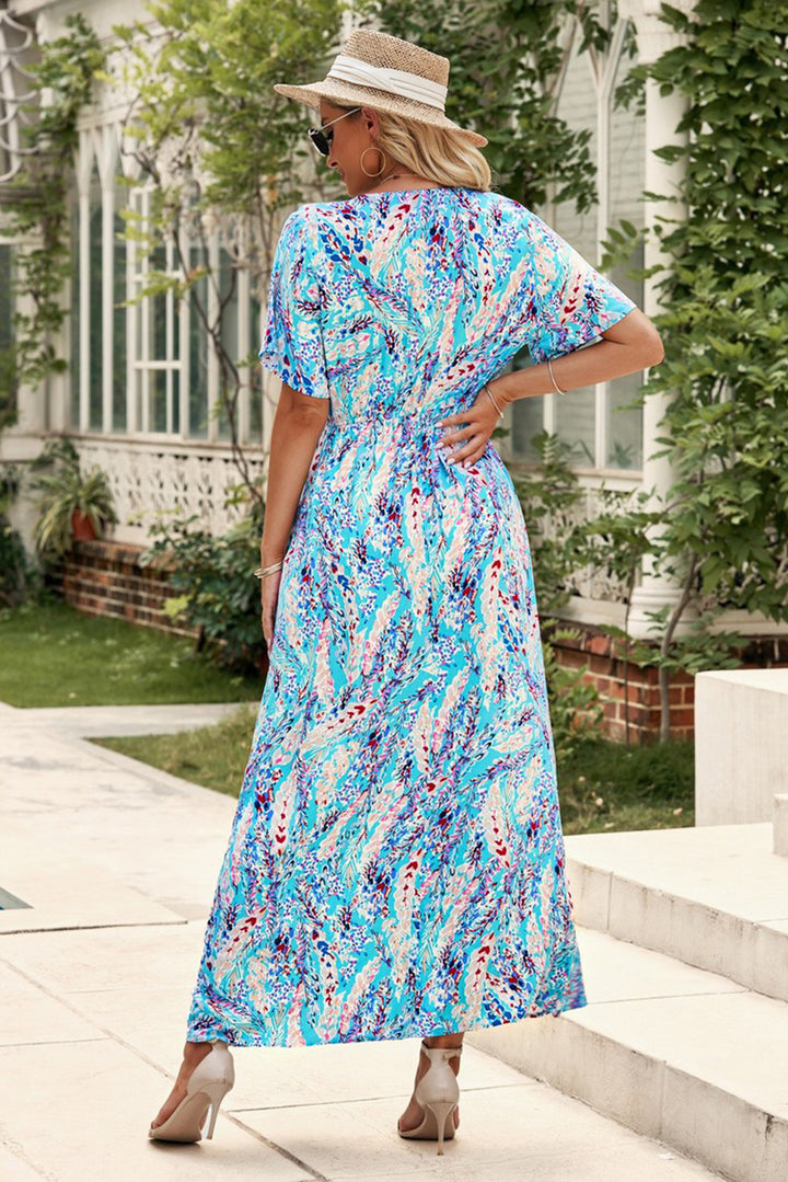 Multicolored V-Neck Maxi Dress Trendsi