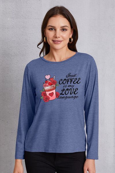 Letter Graphic Round Neck Long Sleeve T-Shirt Trendsi