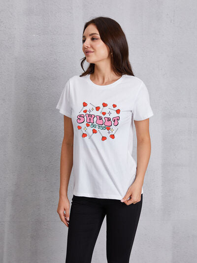 SWEET ON YOU Round Neck Short Sleeve T-Shirt Trendsi